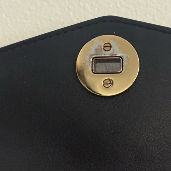 Tory Burch Kira Black Pebbled Leather Mixed Media Mini Crossbody Bag Gold Chain - Picture 16 of 16